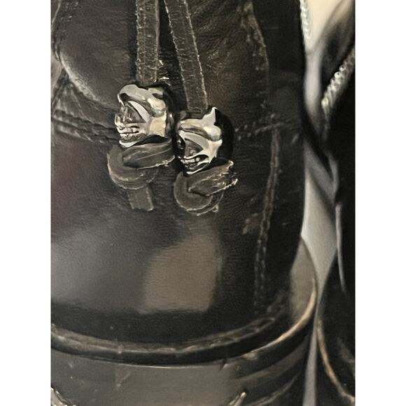 ZADIG & VOLTAIRE Laureen Roma Punk Ankle Boots •Women 39/8.5•Black Leather Skull - Picture 11 of 15